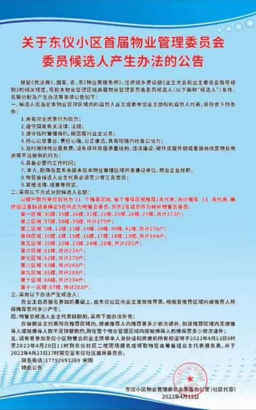 西安東儀小區物業管理委員會籌建神速，居民意見充分聽取